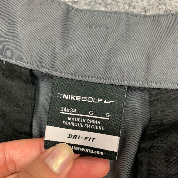 Nike Golf Pants Mens 34 Gray Flat Front Dri Fit Tech Sweat Wicking Stretch Chino - Picture 5 of 14